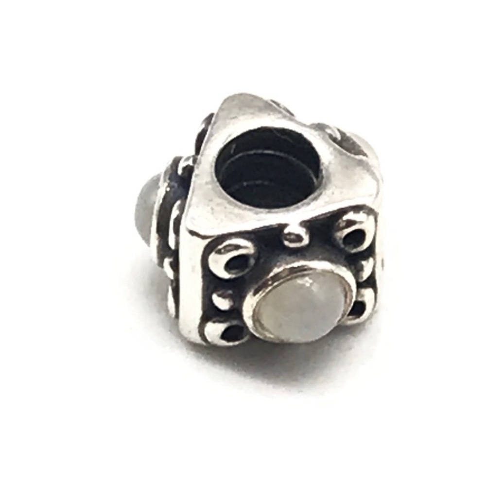 Pandora Retired Triangular Moonstone Triple 3 Sid… - image 1